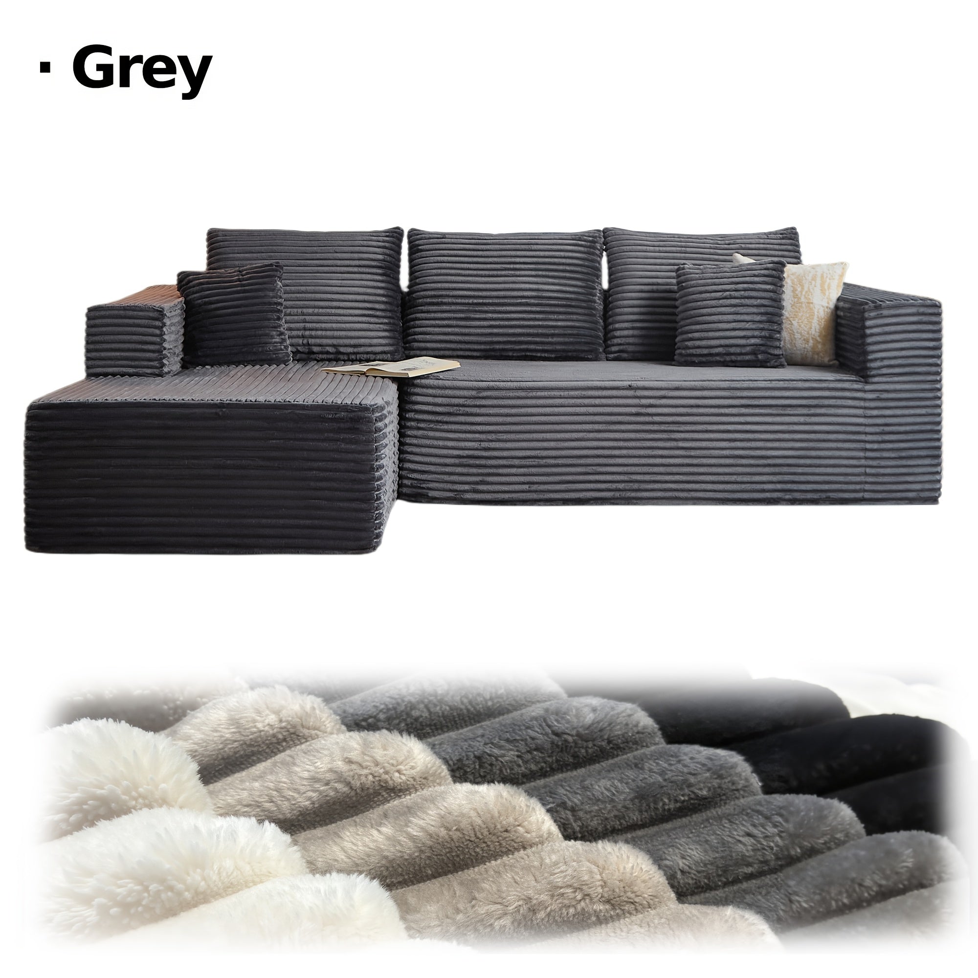 LIAROO Oversized L-Shaped Sectional Sofa with Chaise Lounge