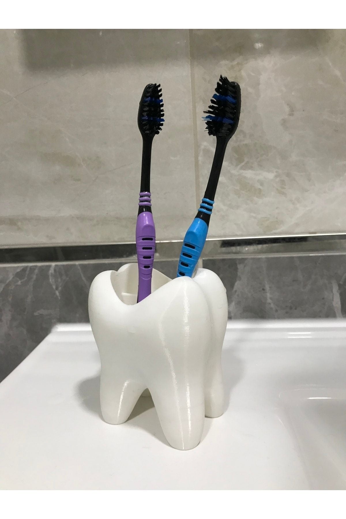 Tooth Shaped 4 Compartment Toothbrush Holder Tooth Shaped Pencil Holder