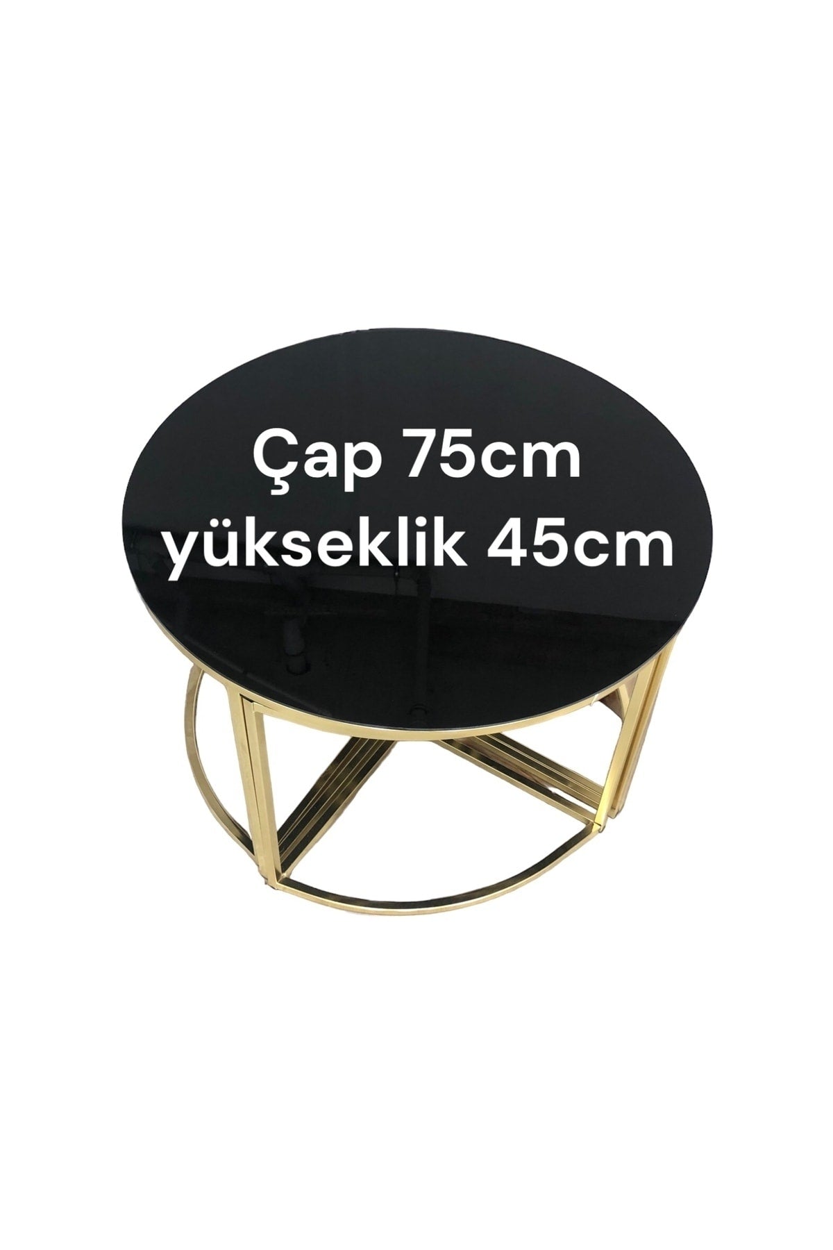 ORTA SEHPA PİZZA 4+1 GOLD KAPLAMA SİYAH TEMPERLİ CAMLI