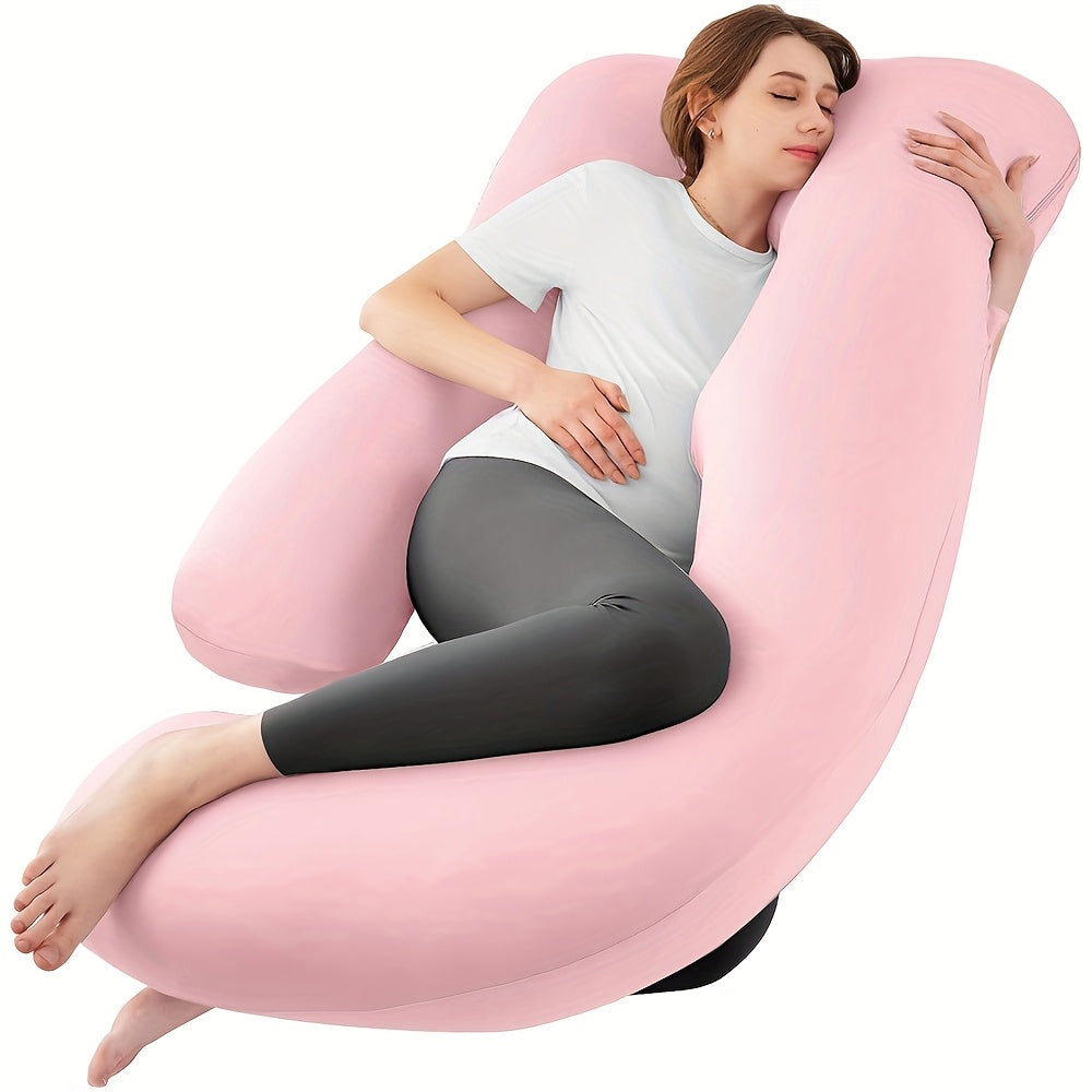 60-inch J-Shaped Full Body Pillow, Maternity Pillow, Maternity Full Body Pillow With Velvet Pillowcase, Full Body Pillow With Back, Leg, And Tummy Support, Helps Ensure Adequate, Comfortable...