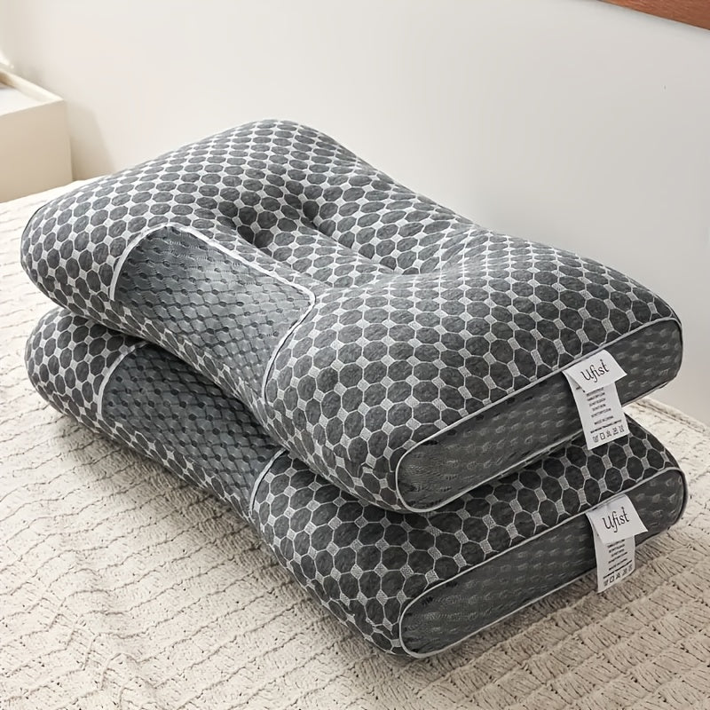 2 Soft Woven Neck Massage Couple Pillows - Buy 1 Get 1 Free, Adjustable Ergonomic Orthotic Profile Support, High Quality Pillow Core, Detachable Pillowcase For Sleeping Comfort