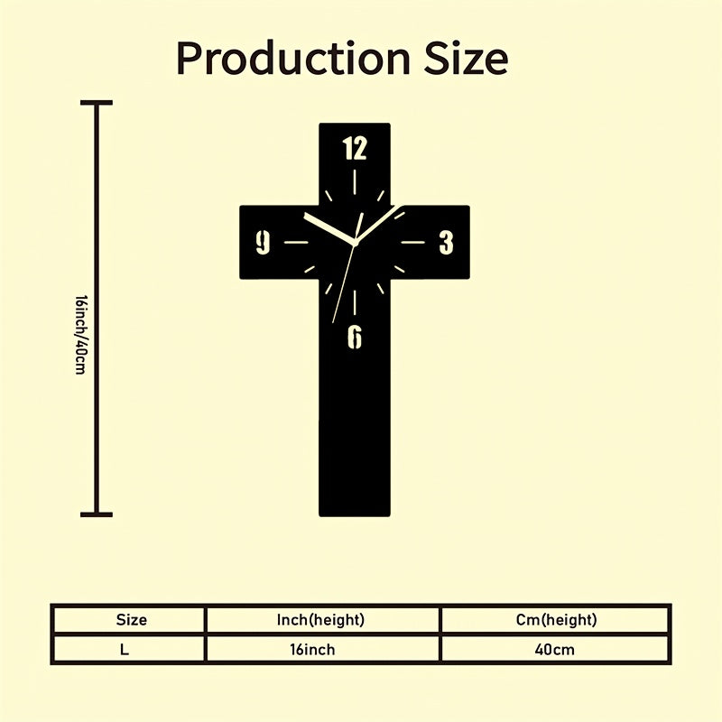 1pc Cross Wall Clock Metal Wall Art, Religious Style Black Decorative Plaque & Signs, Perfect for Living Room, Bedroom, Study Room Indoor/Outdoor Home Decoration, Christian Holiday Decoration, Wall Clock Living Room