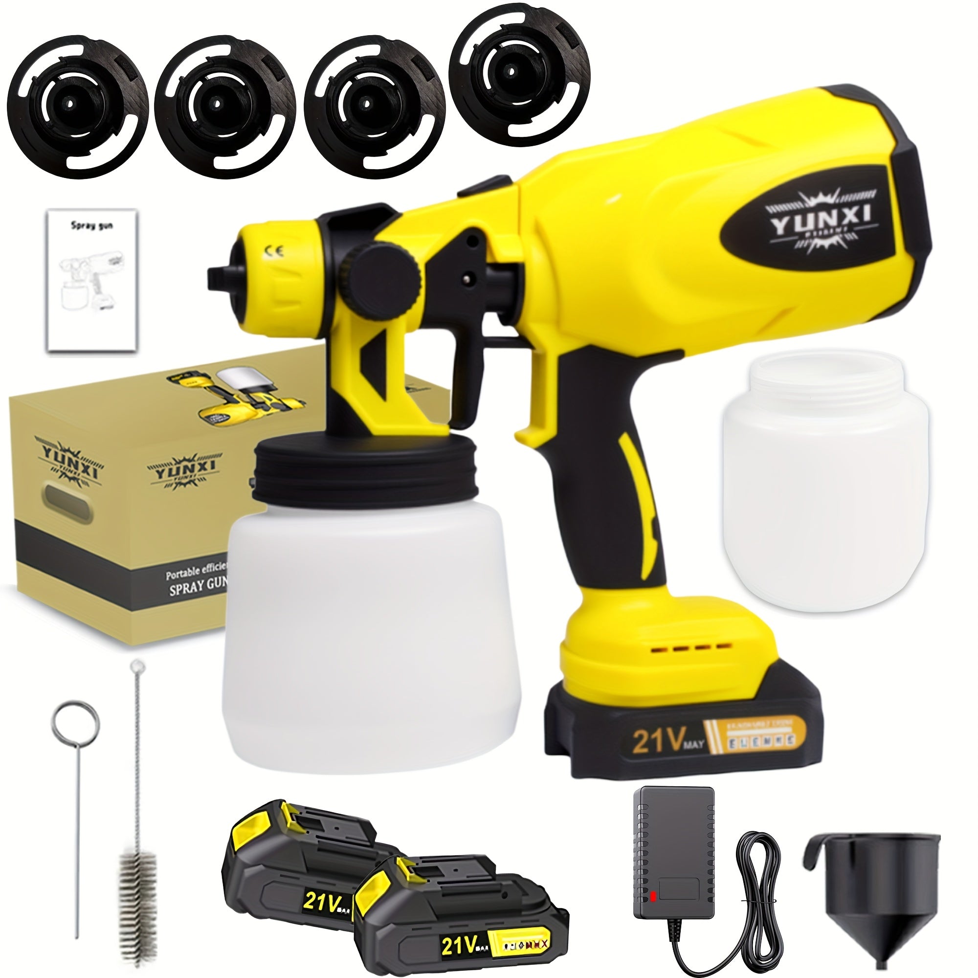 Wireless Spray Gun with Nozzle Rechargeable Battery, Capacity 16.91oz, Suitable for Indoor/outdoor Use On Walls, Wood, Cars, Decks, Furniture