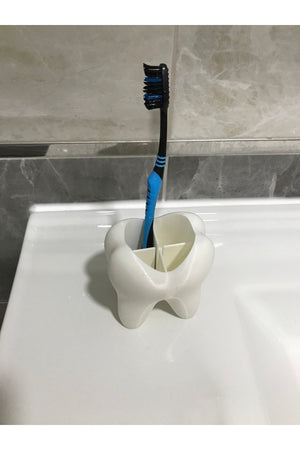 Tooth Shaped 4 Compartment Toothbrush Holder Tooth Shaped Pencil Holder