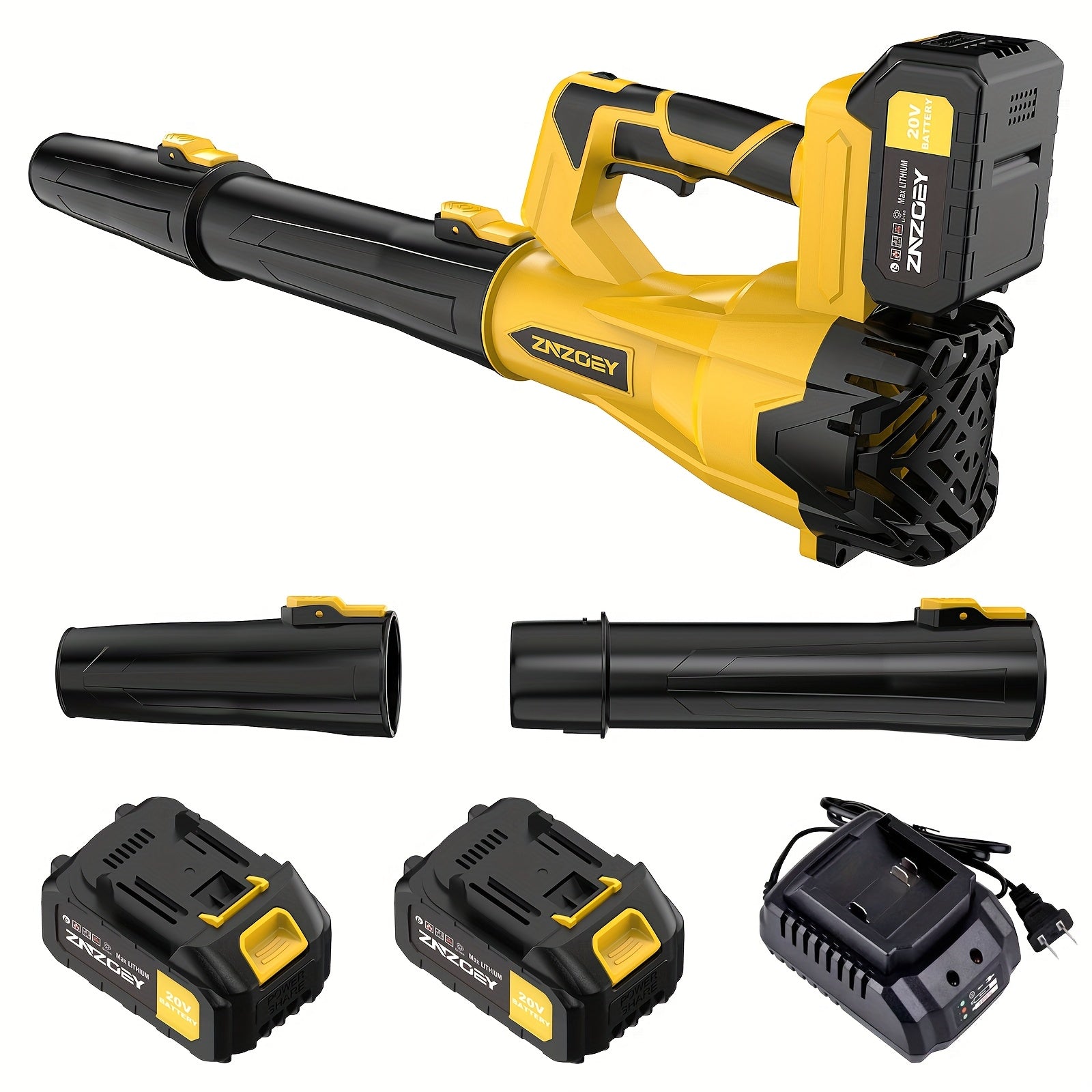 High Power Cordless Leaf Blower with 4.0Ah Batteries, 580CFM/160MPH, 6 Speed Levels & Extension Nozzle