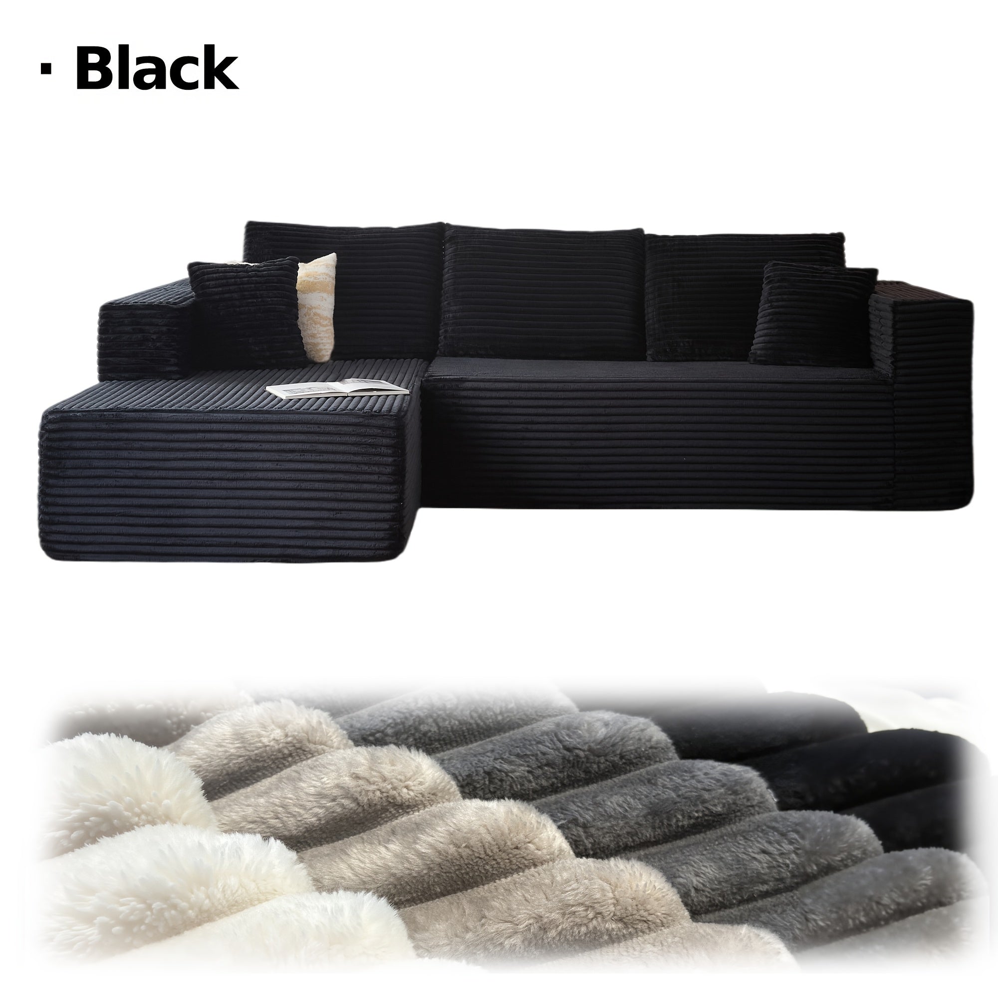 LIAROO Oversized L-Shaped Sectional Sofa with Chaise Lounge