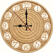 1pc 10 Inch Large Rattan Weave Wall Clock - Silent Non-Ticking (No AA Batteries) Vintage Country Rustic Round Clock with Beige/White Face, Black Hands & Golden Arabic Numerals for Home, Office,, Farmhouse -