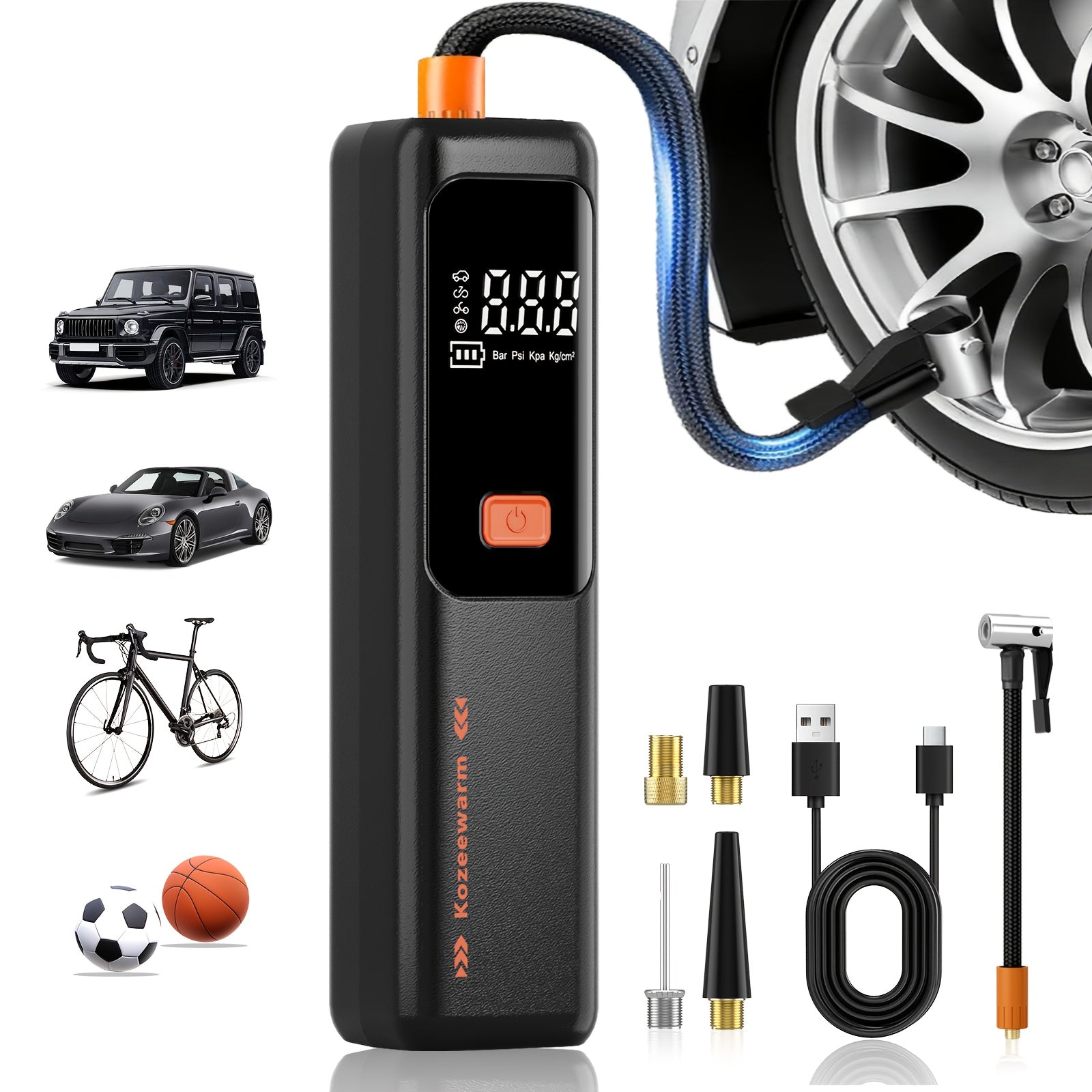 Air Pump For Car Tires, Tire Inflator Portable Air Compressor, Tire Air Pump For Car, Suitable For Bicycle Tires, Motorcycle Tires, And Various Types Of Balls, Portable Air Compressor For Tire...