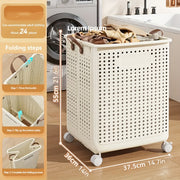 15.8/205GaA Large Foldable Wheeled Laundry Basket Without Lid