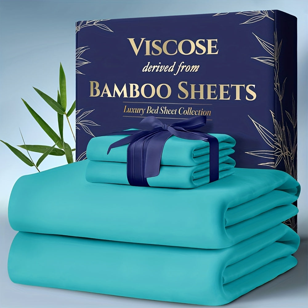 Cooling Bed Sheets King Sets - Luxurious & Ultra-Soft King Size Cooling Sheets for Hot Sleepers - Comfortable & Cool, Bamboo Blend Sheets King Size/Deep Pockets -Home Christmas Decorations