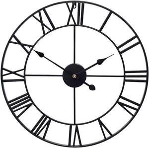 Farmhouse Large Wall Clock Pure Metal Vintage Decorative Large Oversized 36Inc (90 Cm)Black