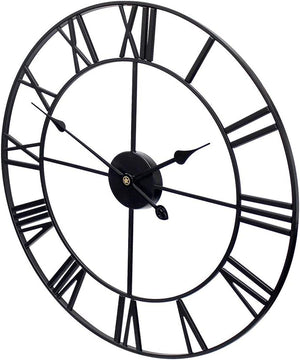 Farmhouse Large Wall Clock Pure Metal Vintage Decorative Large Oversized 36Inc (90 Cm)Black
