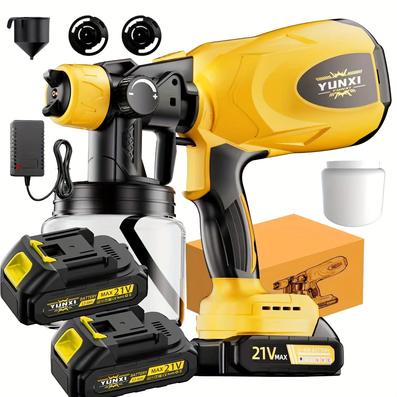 Wireless Spray Gun with Nozzle Rechargeable Battery, Capacity 16.91oz, Suitable for Indoor/outdoor Use On Walls, Wood, Cars, Decks, Furniture