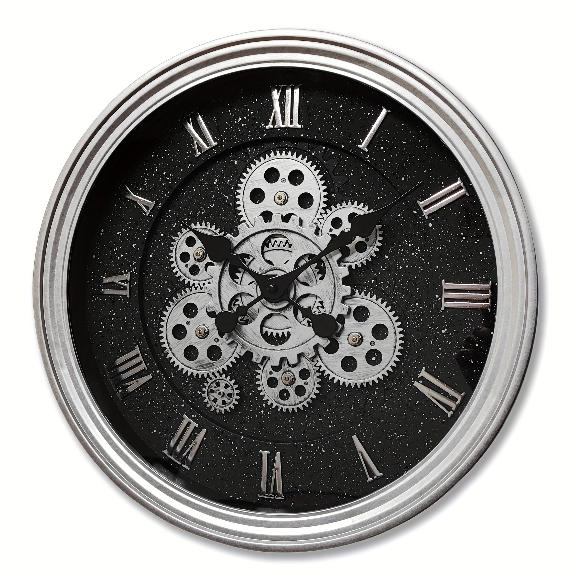 15.2 Inch Gear Clock With Real Moving Gears, Steampunk Clock, Industrial Wall Clock, Roman Numeral Gear Wall Clock, Ideal Clock For Living Room, Decorative Timepiece, Nautical Coast Decor, Vintage Modern Blend