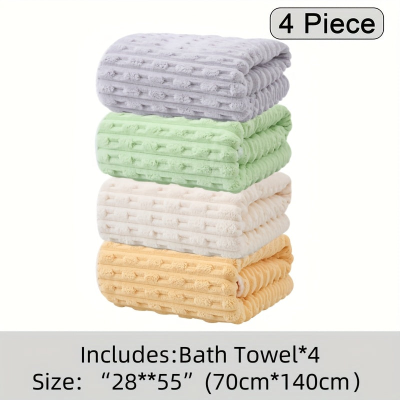 4-Pack Waffle Weave Super Soft Bath Towels, Ultra Absorbent Quick-Dry Microfiber Towels for Adults, Soft Textile & Travel Towels, Durable for Daily Use - 80% Polyester, 20% Nylon