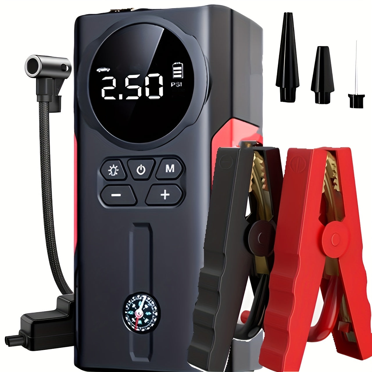 Wireless Car Jump Starter, Battery Jump Starter Portable Peak, Portable Car Battery Charger 12v (8.0L GAS/1.72 Gallon Diesel) Quick Car Start, USB Input/output, LED Emergency, Car Accessory Tool