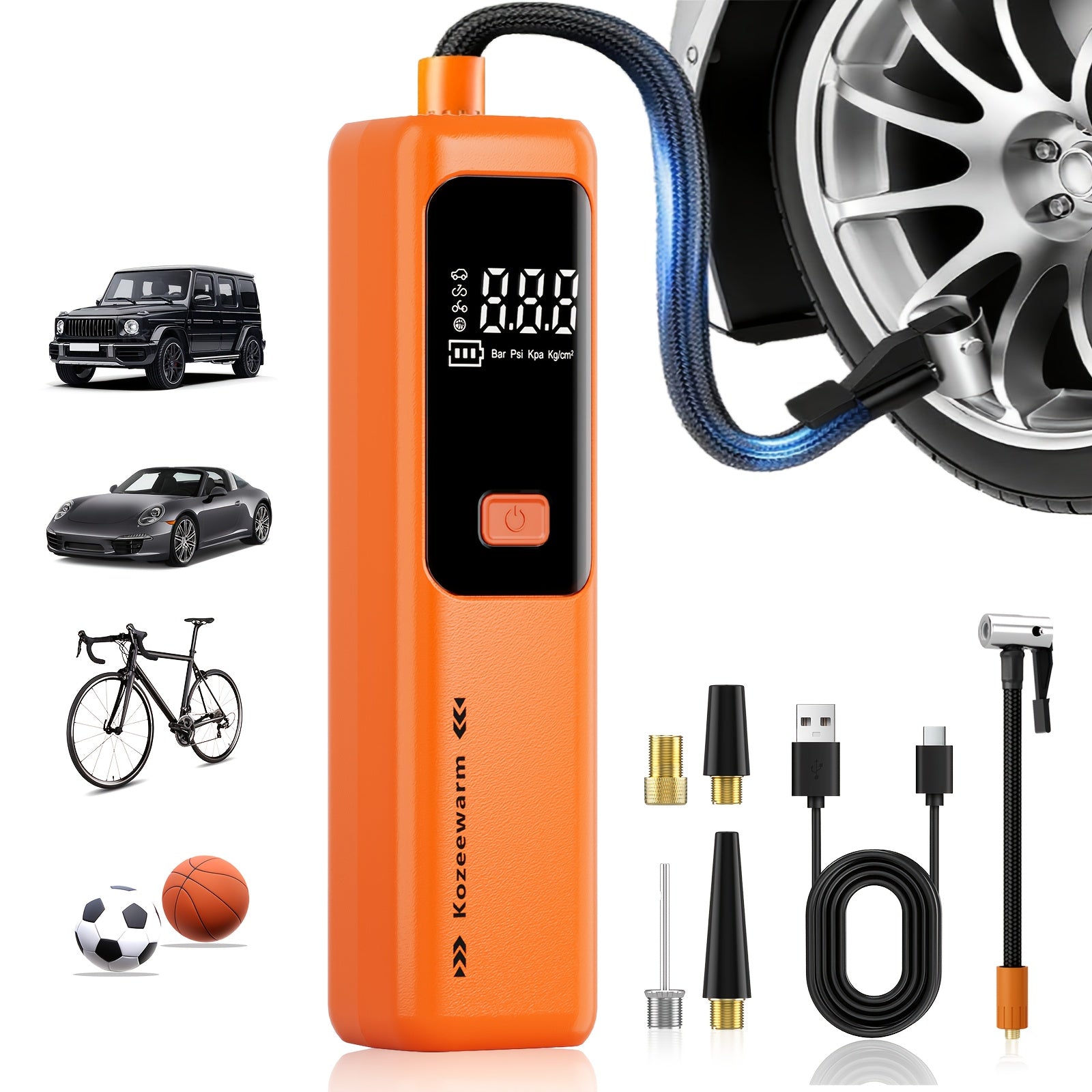Air Pump For Car Tires, Tire Inflator Portable Air Compressor, Tire Air Pump For Car, Suitable For Bicycle Tires, Motorcycle Tires, And Various Types Of Balls, Portable Air Compressor For Tire...