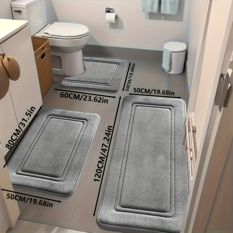 3pcs Ultra-Absorbent Bath Mats, Non-Slip Bathroom Floor Mats, Ultra Soft and Comfortable Premium Bath Blankets, Bathtub, Shower, Bathroom Accessories, Bathroom Decor, Home Decor Floor Mats...
