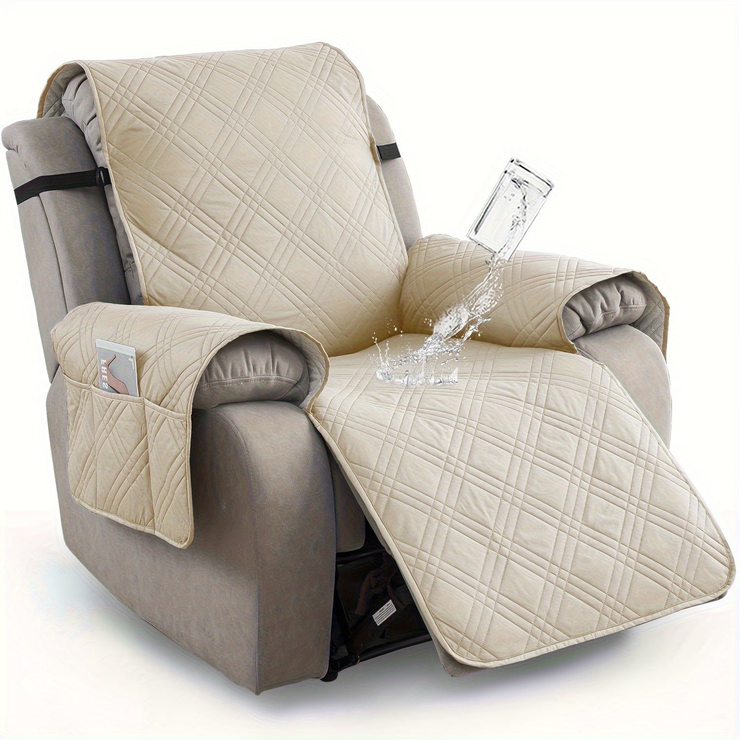 1Pc 100% Waterproof Recliner Chair Cover, Non Slip Recliner Covers For Recliner Chair With Pocket, Pet Scratch-Resistant Sofa Slipcover, Washable Furniture Protector, Easy To Install For Living...