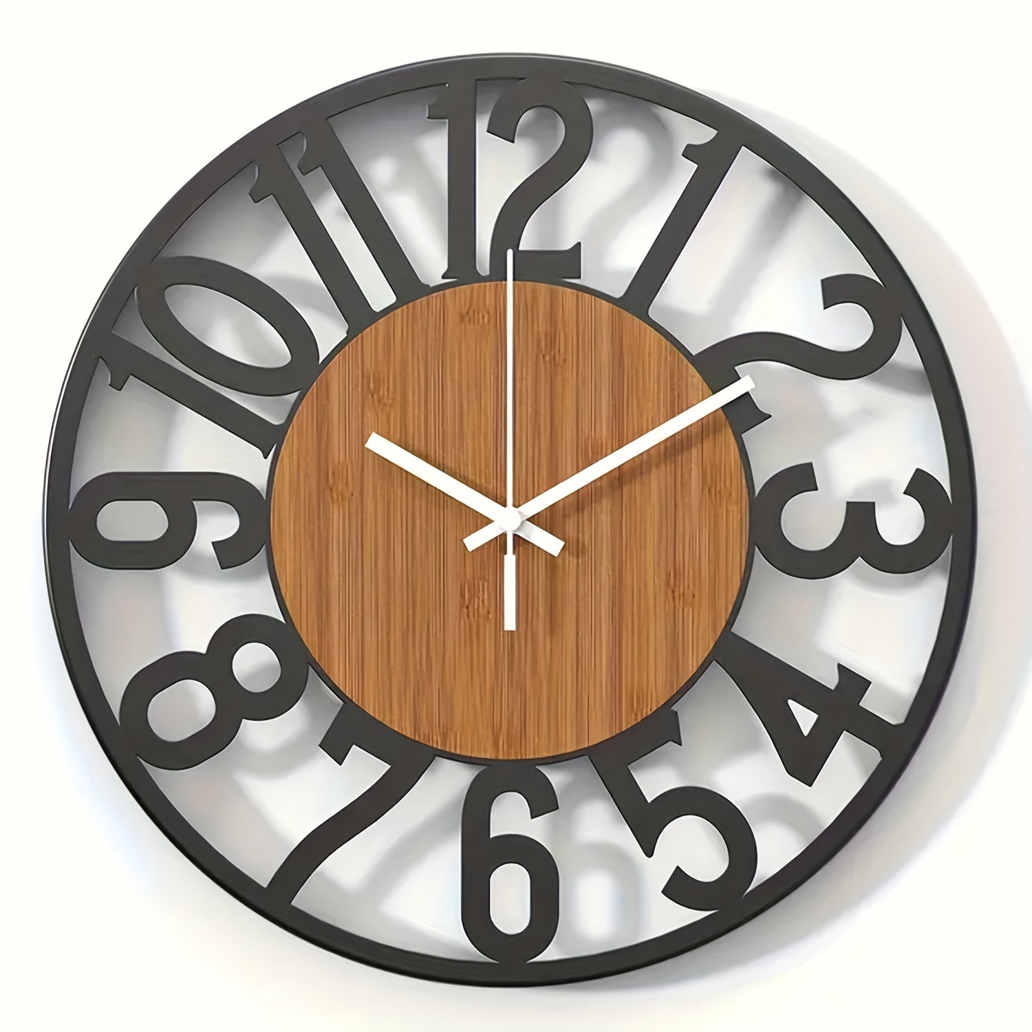 14/16/24 Inch Large Decorative Wall Clocks for Living Room Silent Non Ticking Battery Operated Oversized Vintage Round Modern Wood Wall Clock for Bedroom, Farmhouse, Office Wall Decor