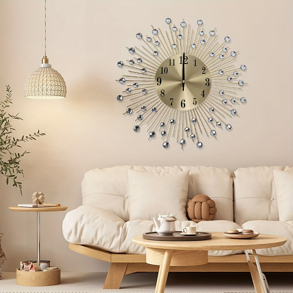 1pc Modern Minimalist Wall Clock - Sleek Black & Golden Accents, Quiet Battery-Powered Clock for Living Room or Bedroom, Elegant Home Decor, Bedroom Wall Clock | Modern Wall Clock | Metallic Finish