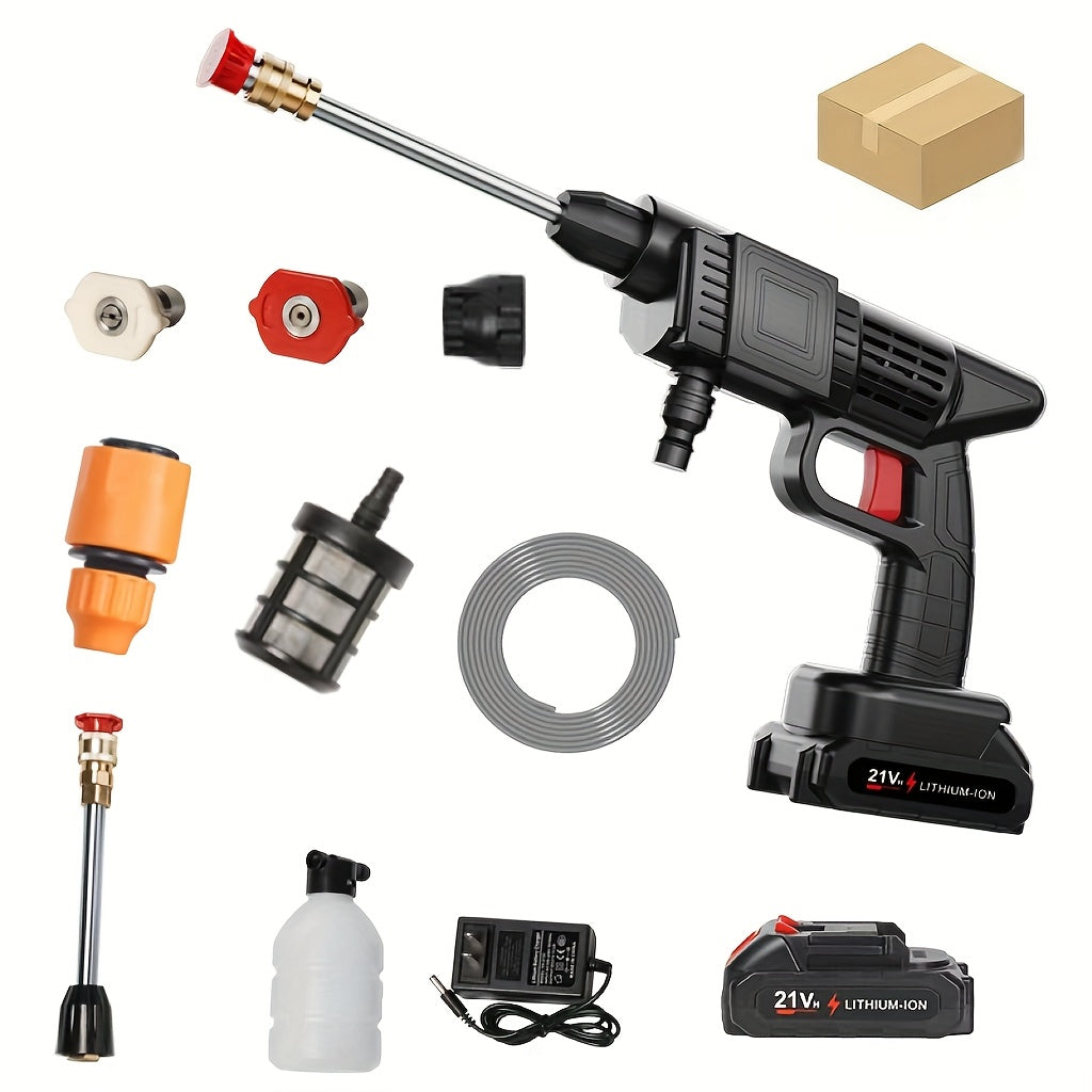 Cordless High Pressure Washer with Rechargeable Battery, Battery Powered for Car, Yard, Driveway, Garden, Green. Stainless Steel Foam Nozzle, Portable Power Car Wash Tool., NAUDHENM