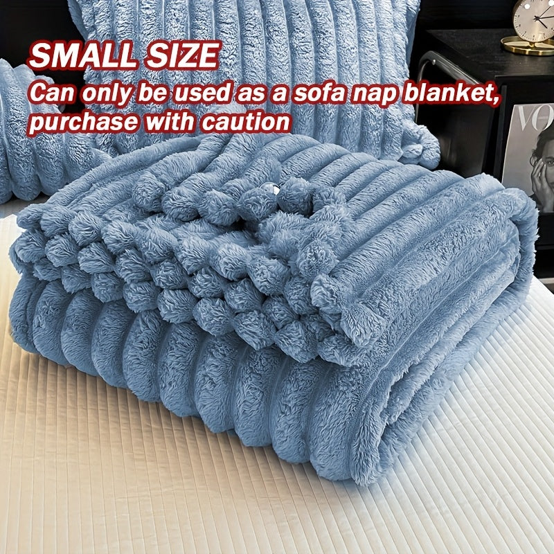 1pc Blanket Soft And Comfortable Faux Rabbit Hair Reversible Blanket Thermal Fleece Blanket Nap Blanket Air Conditioning Blanket Office Outdoor Camping Gift Blanket Perfect For All Seasons
