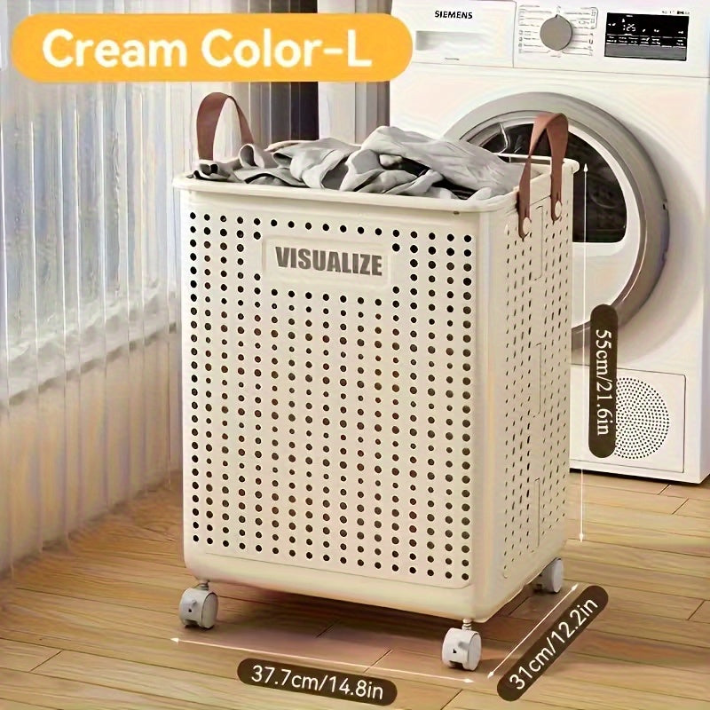 15.8/205GaA Large Foldable Wheeled Laundry Basket Without Lid