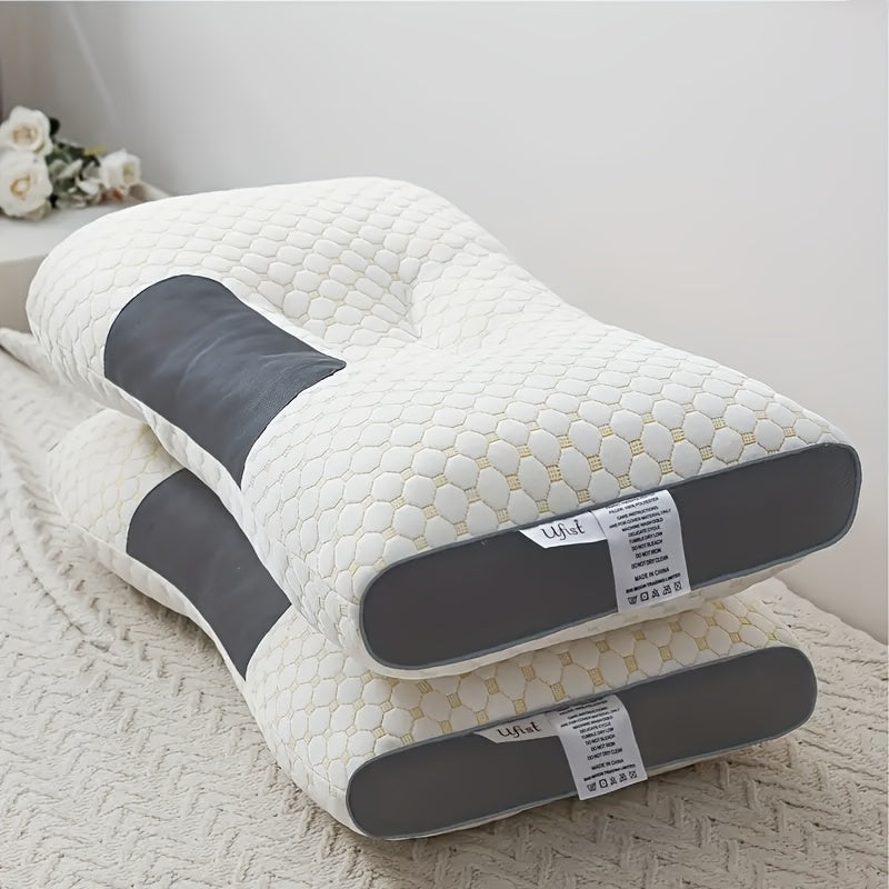 2 Soft Woven Neck Massage Couple Pillows - Buy 1 Get 1 Free, Adjustable Ergonomic Orthotic Profile Support, High Quality Pillow Core, Detachable Pillowcase For Sleeping Comfort