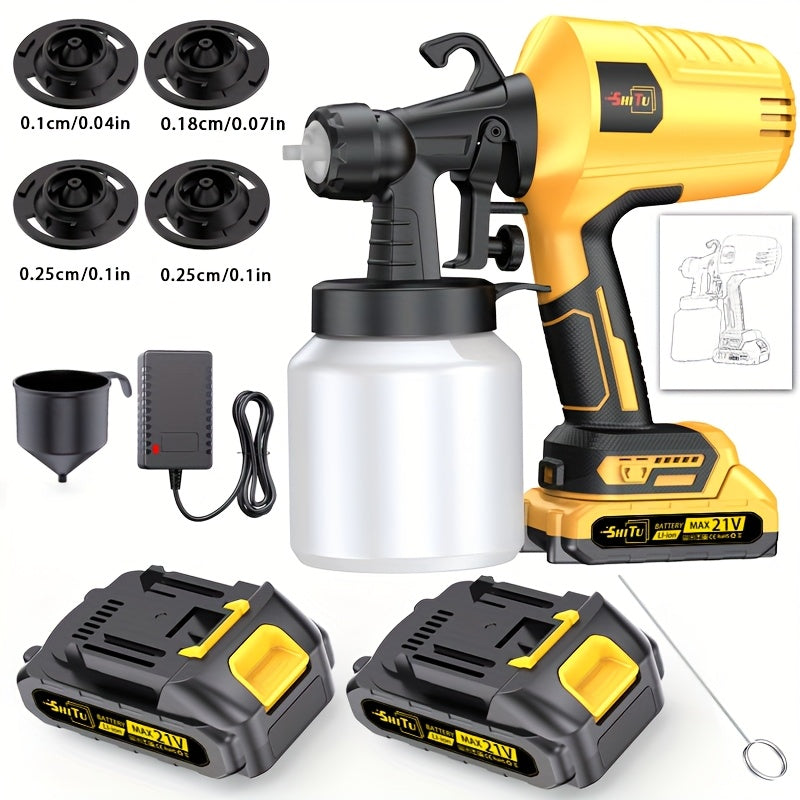 Wireless Spray Gun with Nozzle Rechargeable Battery, Capacity 16.91oz, Suitable for Indoor/outdoor Use On Walls, Wood, Cars, Decks, Furniture