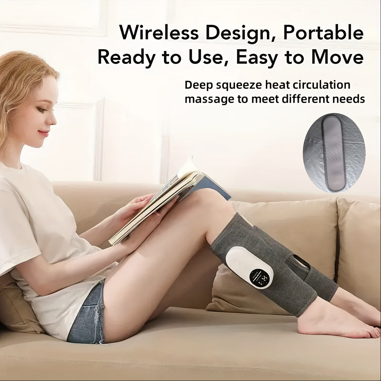 Leg Massager for Circular Calf Press, Air Compression Massager, 3 Intensities, Easy to Use, for Feet, Legs, Thighs And Knees, Cordless Leg Massager, Christmas, Mother'S Day And Father'S Day Gift.