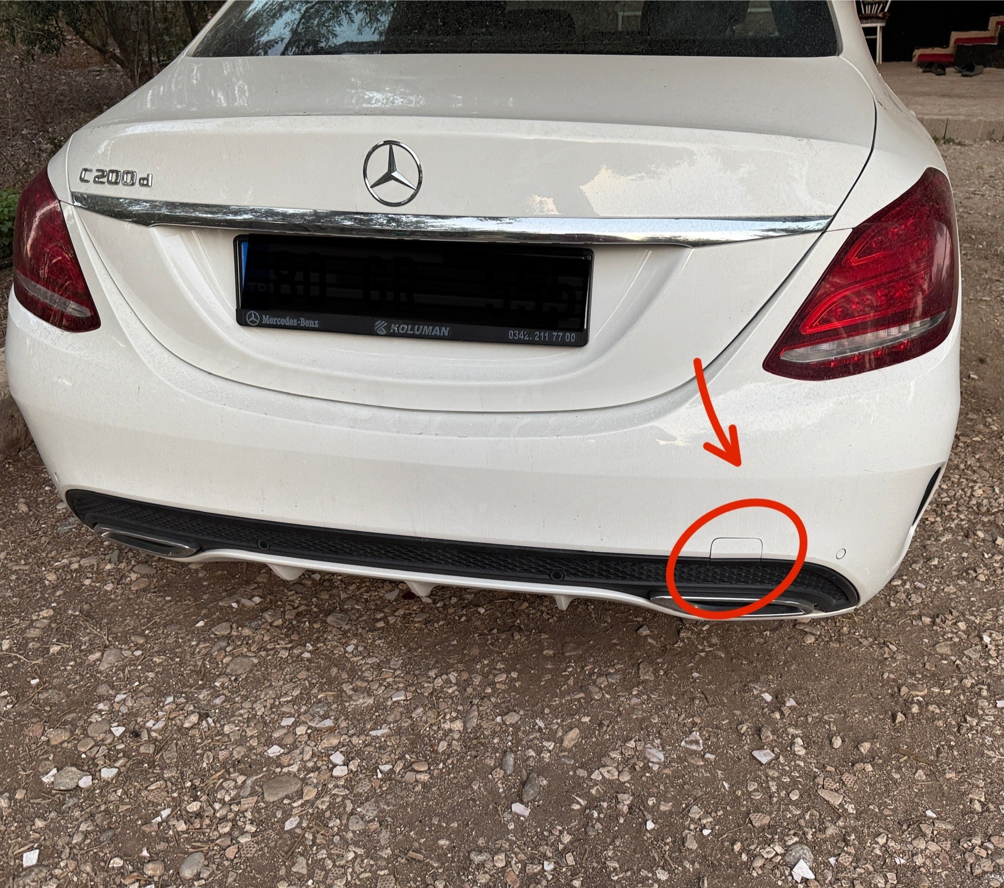 Mercedes W205 C180 C200 Uyumlu Arka Tampon Çeki Demir Kapağı