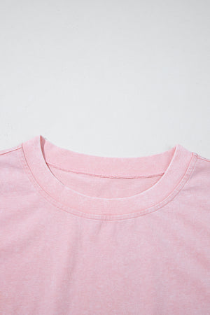 Light Pink 2 Pieces Mineral Wash Cotton Tank Top Lined Split Skirt Set