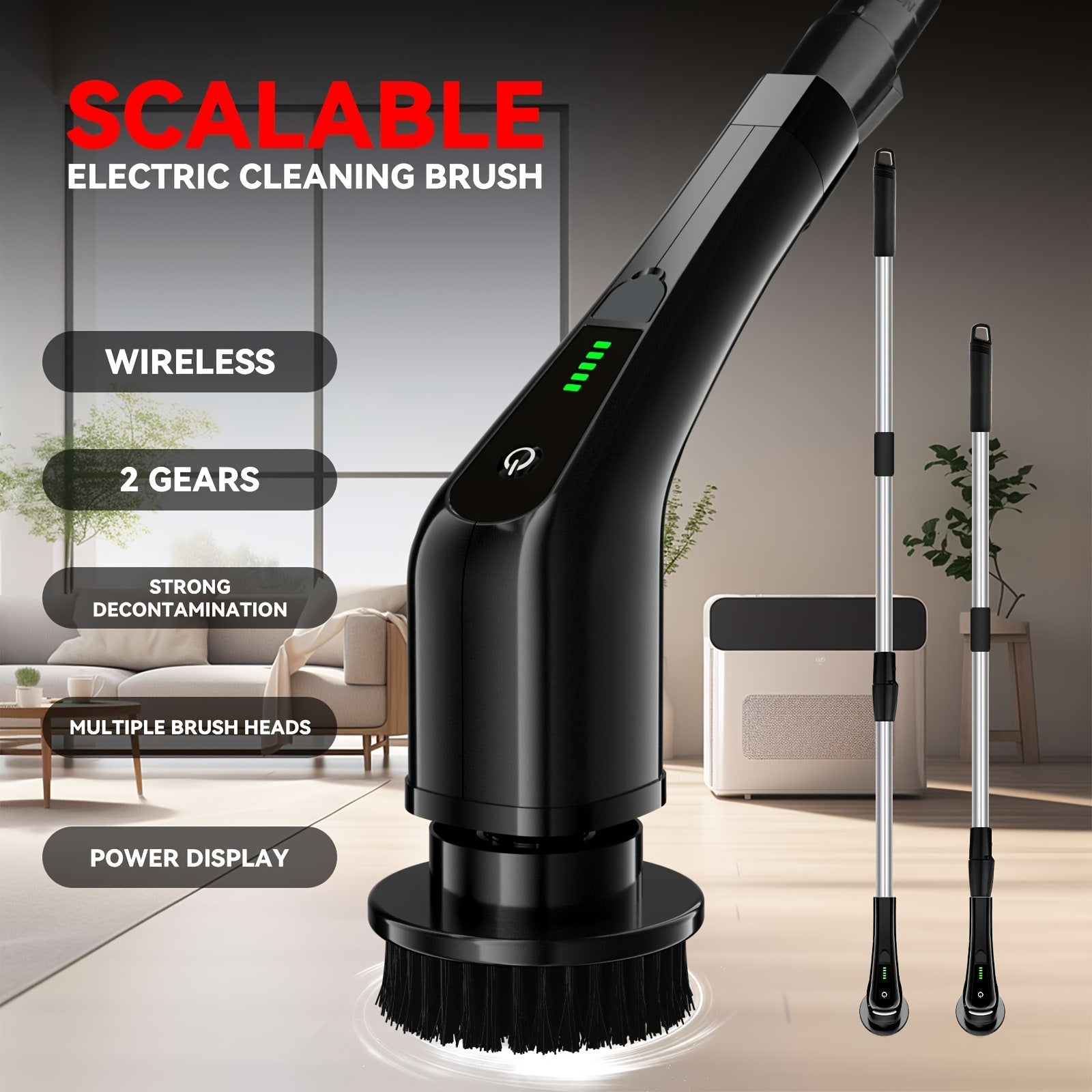 2025 New Multifunctional Electric Cleaning Brush, Telescopic Long Handle 7-in-1 Cleaning Brush, Cleaning Tool, Household Floor And Kitchen Sweeping Brush, Floor Scrub Brush, Scrub Brush for...