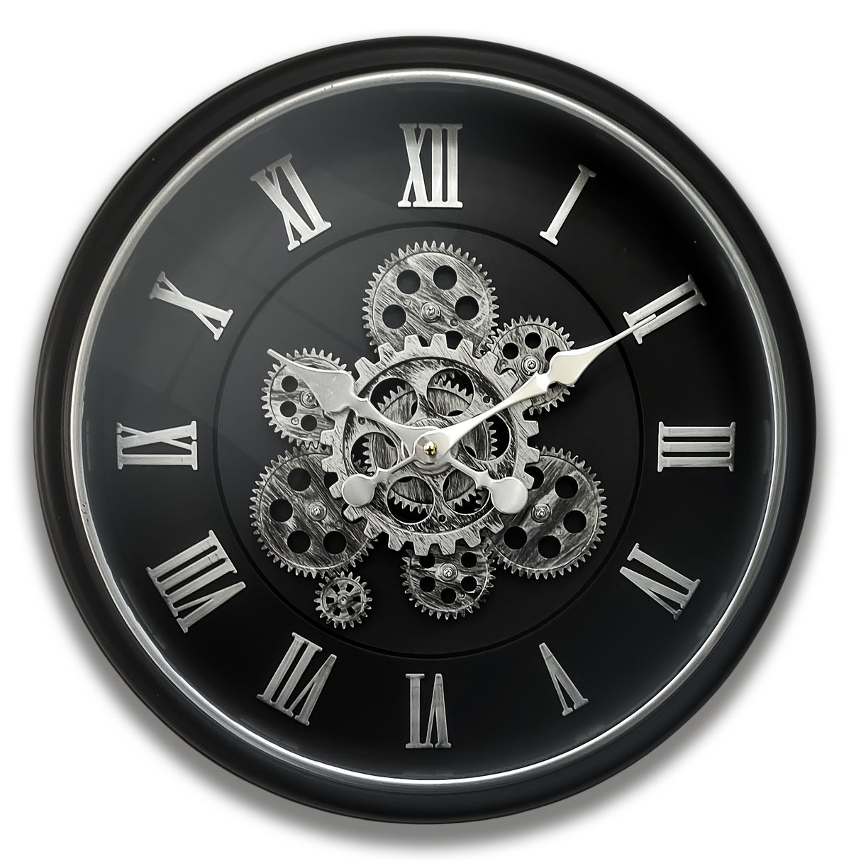 18 Inch Large Real Gears Moving Wall Clock with Glass Cover, Steampunk Clock Farmhouse Grandfather Clock Old Fashioned Home Decor Time Piece Big Wall Decorations Industrial Favor