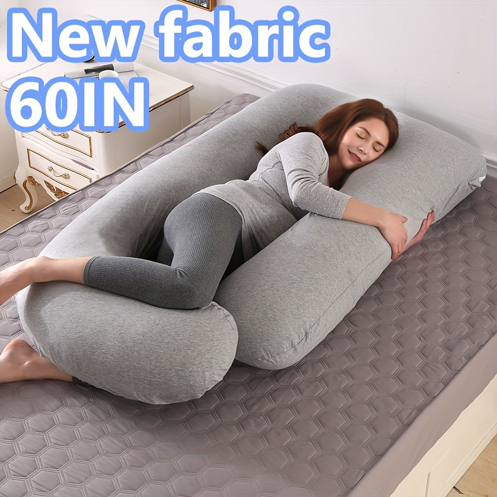 60-inch J-Shaped Full Body Pillow, Maternity Pillow, Maternity Full Body Pillow With Velvet Pillowcase, Full Body Pillow With Back, Leg, And Tummy Support, Helps Ensure Adequate, Comfortable...