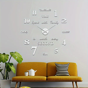 Large Modern Minimalist Wall Clock with Black Arabic Numerals & Golden Hands - White Face, Round Acrylic Frame, Battery-Powered (AA Batteries Not Included) - Elegant Large Wall Clock for Living Room, Bedroom, Office Decor - Easy-to-Read Analog Timep