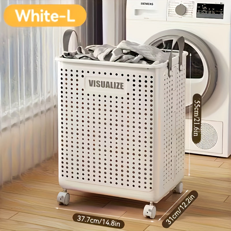15.8/205GaA Large Foldable Wheeled Laundry Basket Without Lid