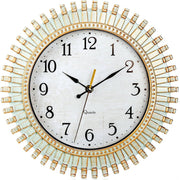 12 Inch Retro Wall Clock - Silent Non-Ticking Quartz Movement, Aqua Green & Golden Large Round Vintage Clock with White Face, Black Hands & Roman Numerals - Battery Operated for Living Room, Bedroom, Kitchen, Office - Antique