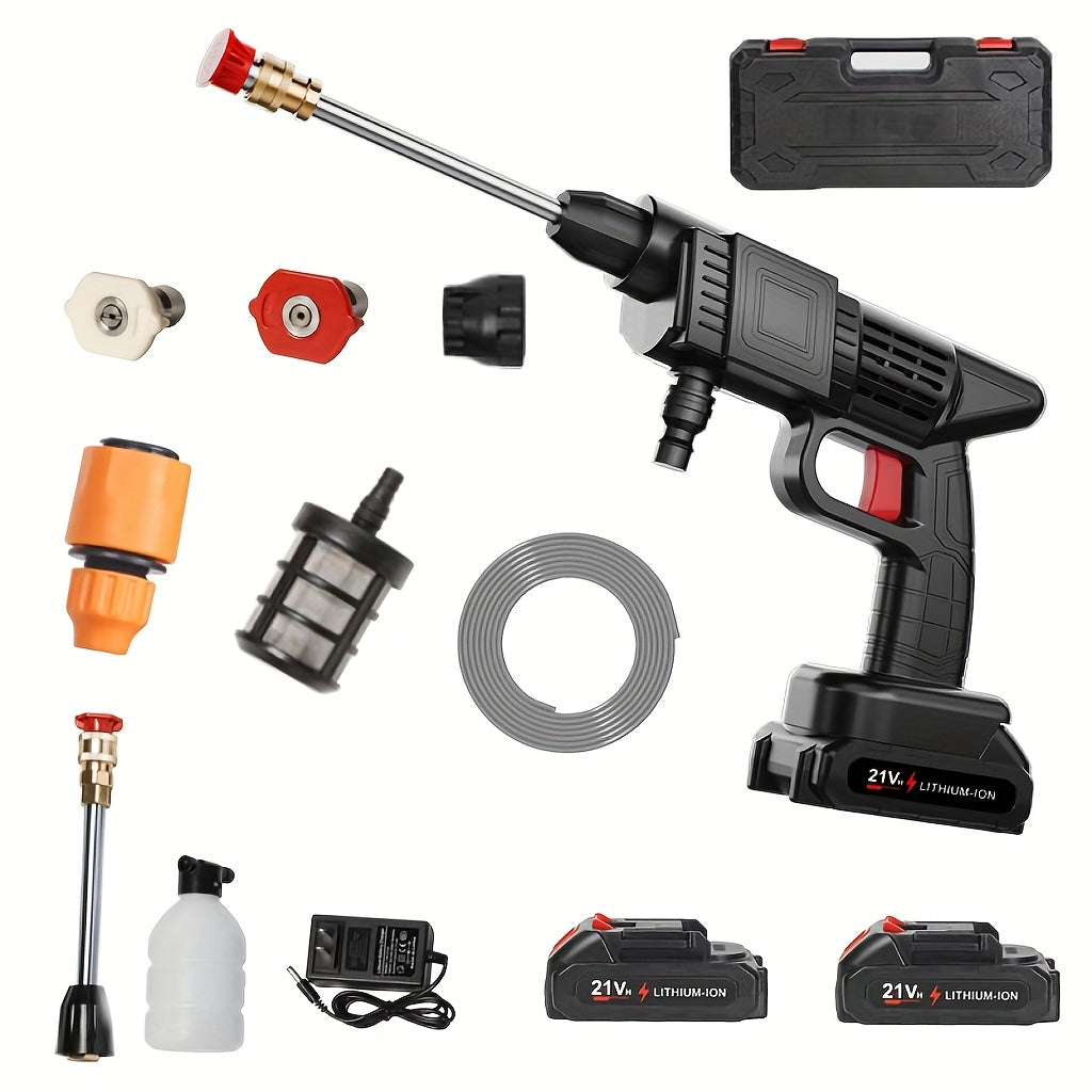 Cordless High Pressure Washer with Rechargeable Battery, Battery Powered for Car, Yard, Driveway, Garden, Green. Stainless Steel Foam Nozzle, Portable Power Car Wash Tool., NAUDHENM