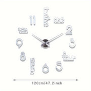 1pc Extra Large 3D DIY Frameless Modern Wall Clock - Silent, Giant, Modern, And Decorative Timepiece For Living Room, Kitchen, Bedroom, And Office - Easy To Assemble, Sticker Design, And Giant Display For Indoor Decor