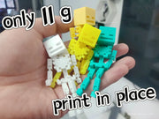 Pikselli Tam Eklemli İskelet Figürü – 3D Baskılı Anahtarlık/Kolye