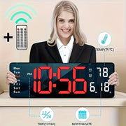 1pc 16inch Smart Digital Wall Clock - Large Color LED Display, Auto 10-Level Brightness, 12/ 24H Time, Temperature/ Humidity Monitor, Dual Alarm with Snooze, USB Powered, Perfect for Living Room/ Office/ Bedroom
