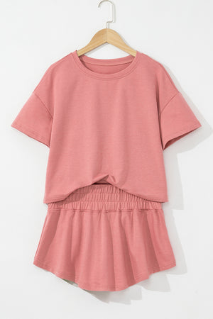 Blossom 2Pcs Cropped Tee And Ruffle High Waist Skort Set