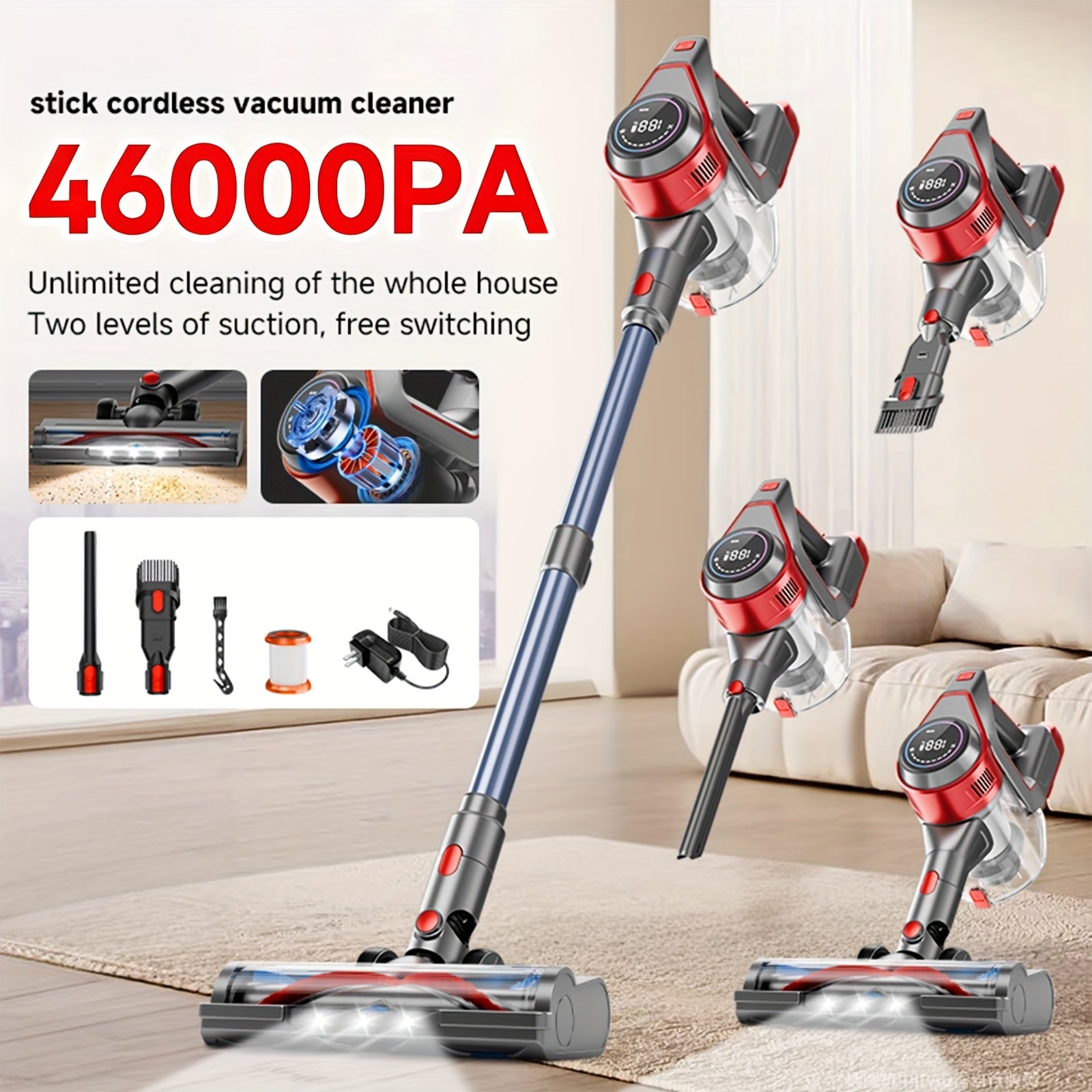 Includes corded and cordless vacuum cleaners, MAX 46000PA powerful handheld vacuums, some equipped with rechargeable batteries, tangle-free and lightweight handhelds, suitable for hardwood floors...
