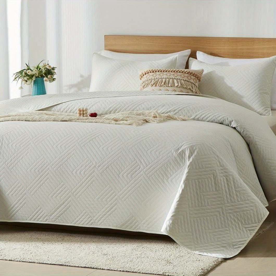 2/3pcs Quilt Set Bedspreads - Soft Cool & Refreshing Summer Quilt Lightweight Microfiber Bedspread - Modern Style Coin Pattern Coverlet For All Seasons - Gifts For The Family