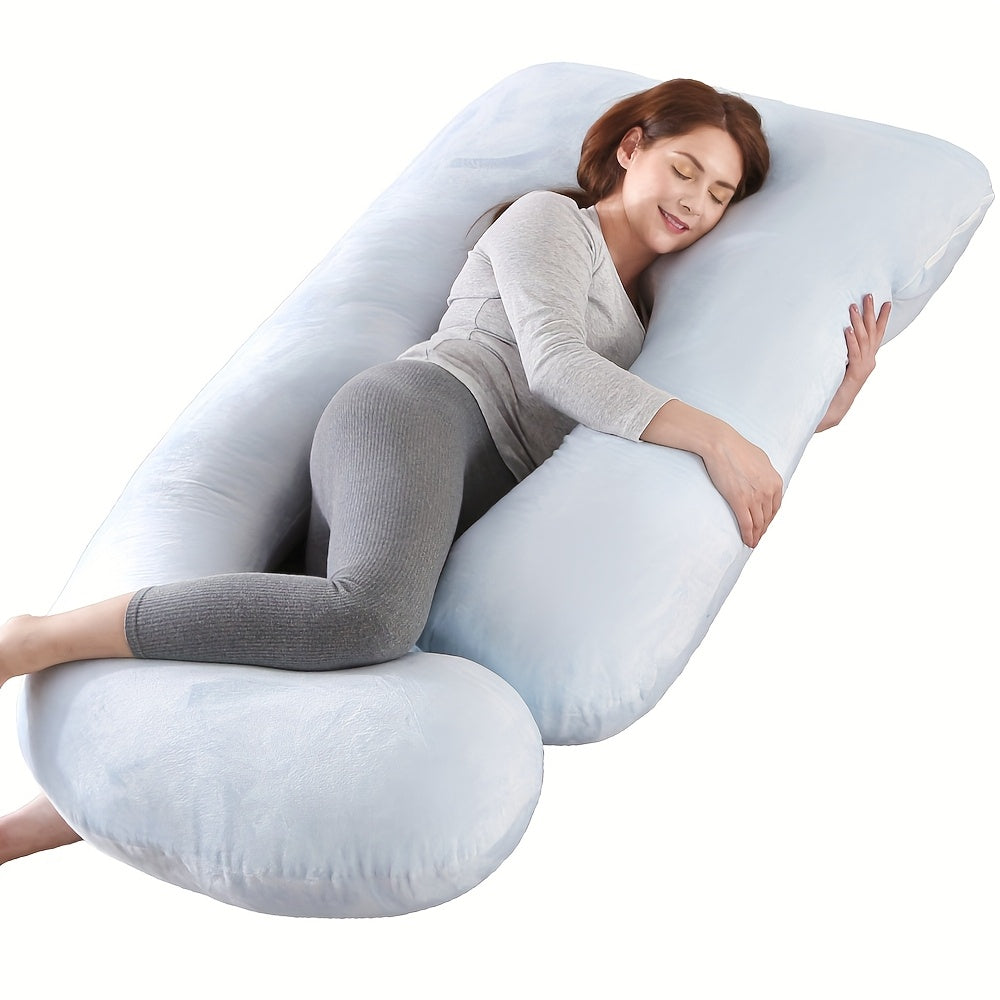 60-inch J-Shaped Full Body Pillow, Maternity Pillow, Maternity Full Body Pillow With Velvet Pillowcase, Full Body Pillow With Back, Leg, And Tummy Support, Helps Ensure Adequate, Comfortable...