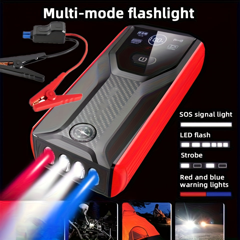 Wireless Car Jump Starter, Battery Jump Starter Portable Peak, Portable Car Battery Charger 12v (8.0L GAS/1.72 Gallon Diesel) Quick Car Start, USB Input/output, LED Emergency, Car Accessory Tool