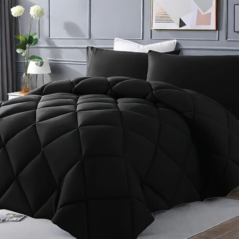 3pcs Solid Colour Checkered Comforter Set - Soft Fabric, Lightweight, All-Season, Twin/Queen/King Size Bed In A Bag, Quilt Set with Breathable Fabric And Easy Care