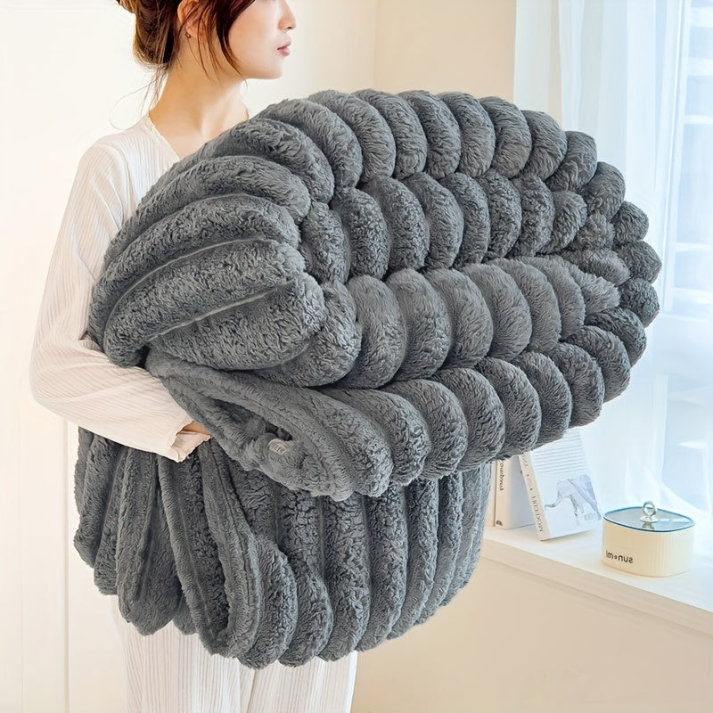 1pc Blanket Soft And Comfortable Faux Rabbit Hair Reversible Blanket Thermal Fleece Blanket Nap Blanket Air Conditioning Blanket Office Outdoor Camping Gift Blanket Perfect For All Seasons